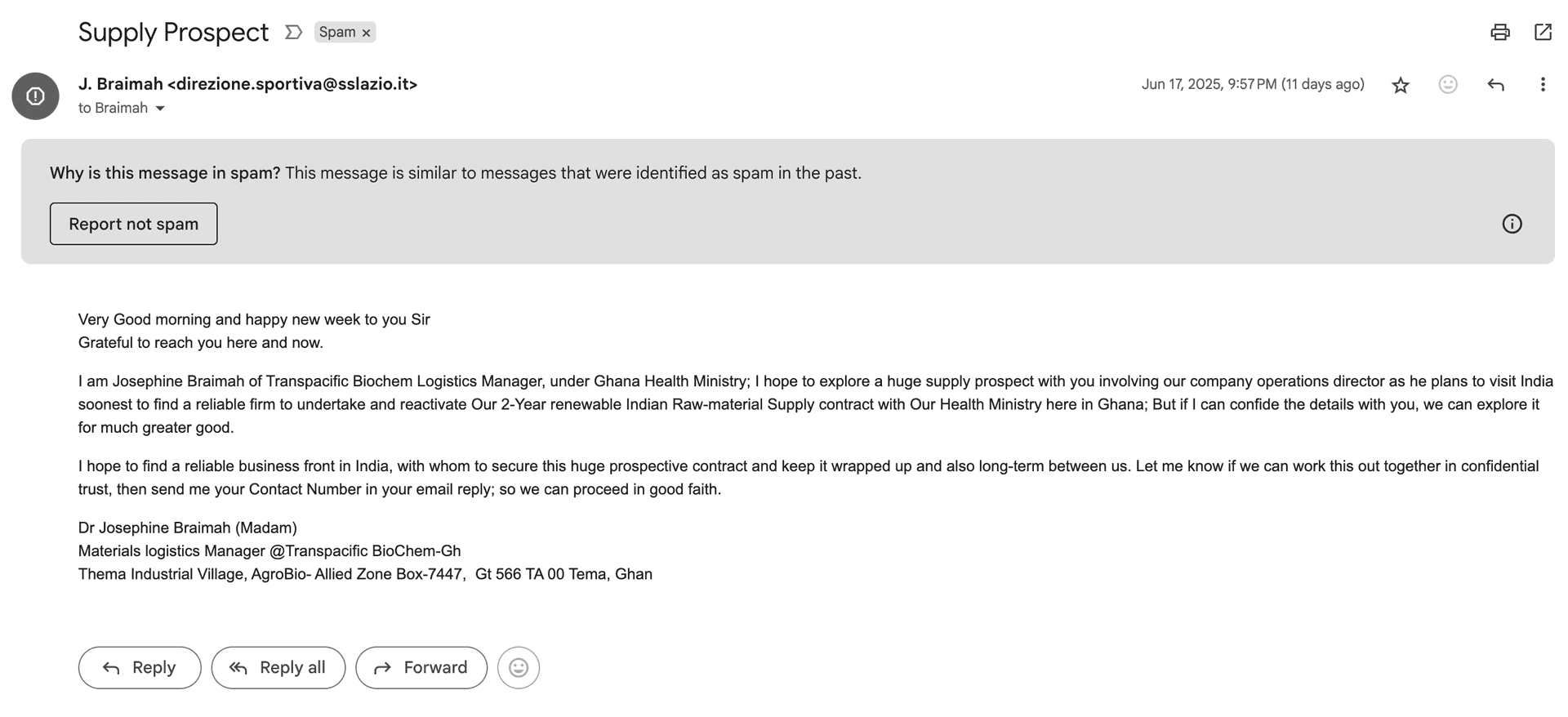 Placeholder image for scam email